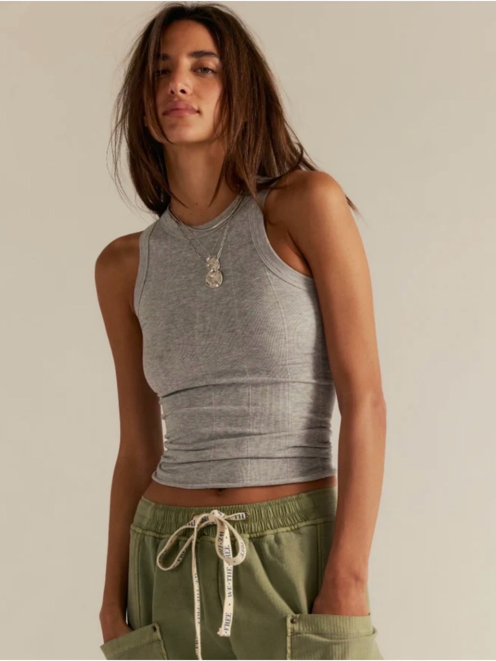 Free People So Soft Seamless Modal Grey Women's Tank Top